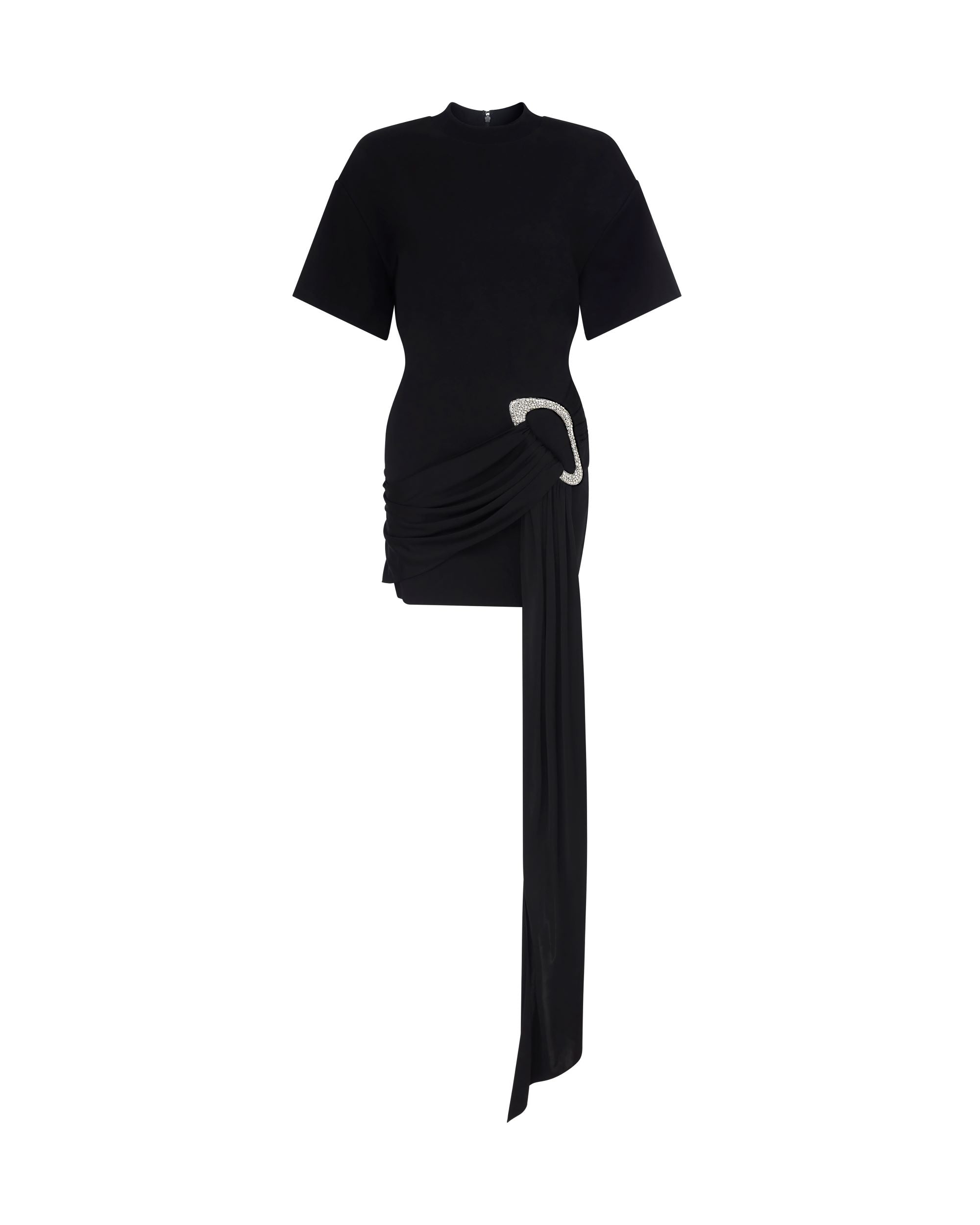 David Koma Crystal Buckle And Drape Detail Mini Dress