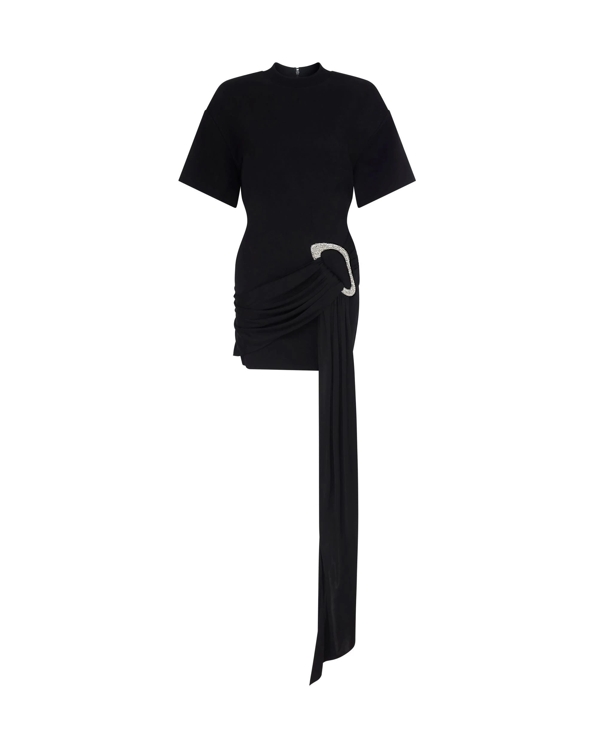 David Koma Crystal Buckle And Drape Detail Mini Dress David Koma Crystal Buckle And Drape Detail Mini Dress