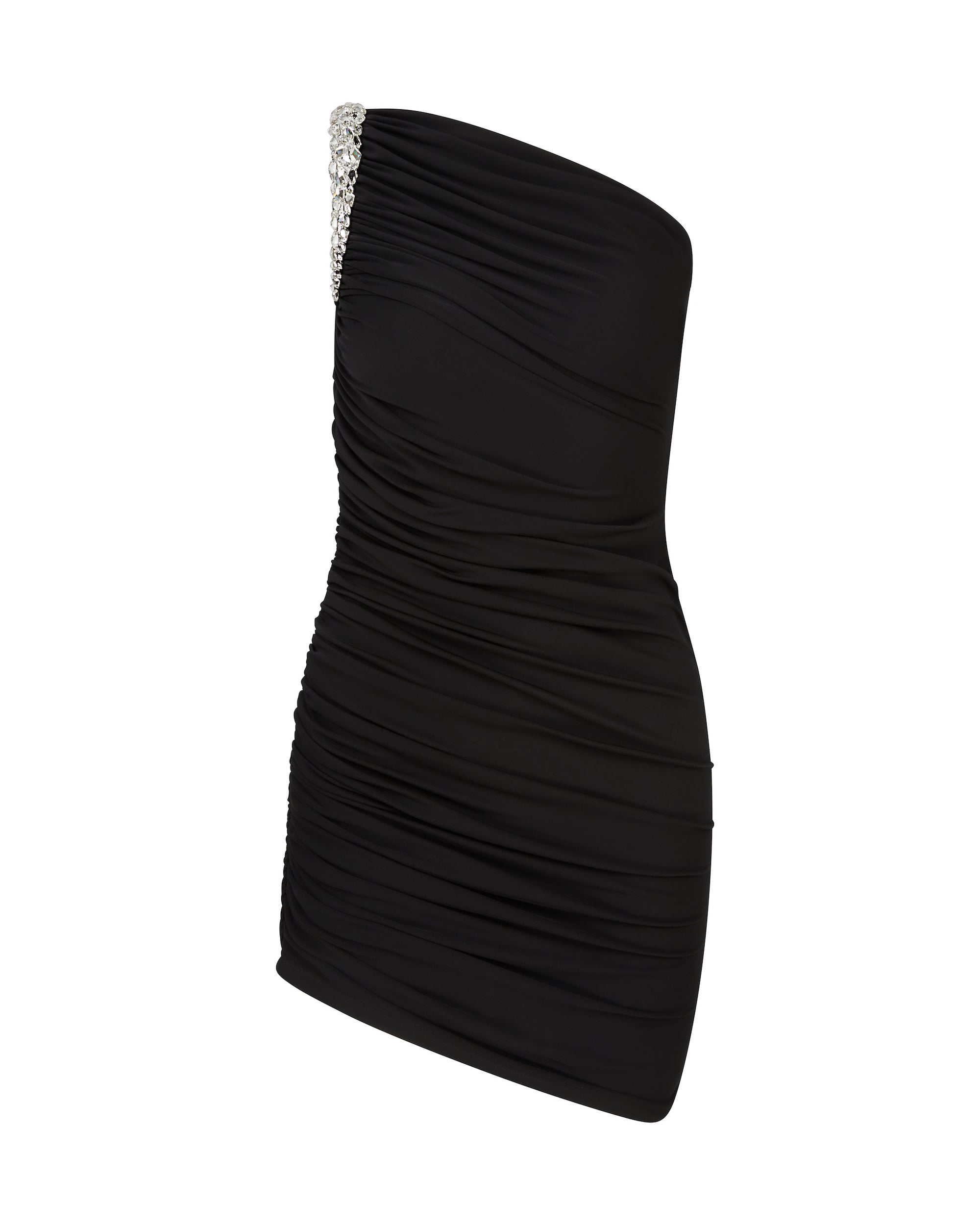 David Koma Crystal Claw Draped Mini Dress In Black