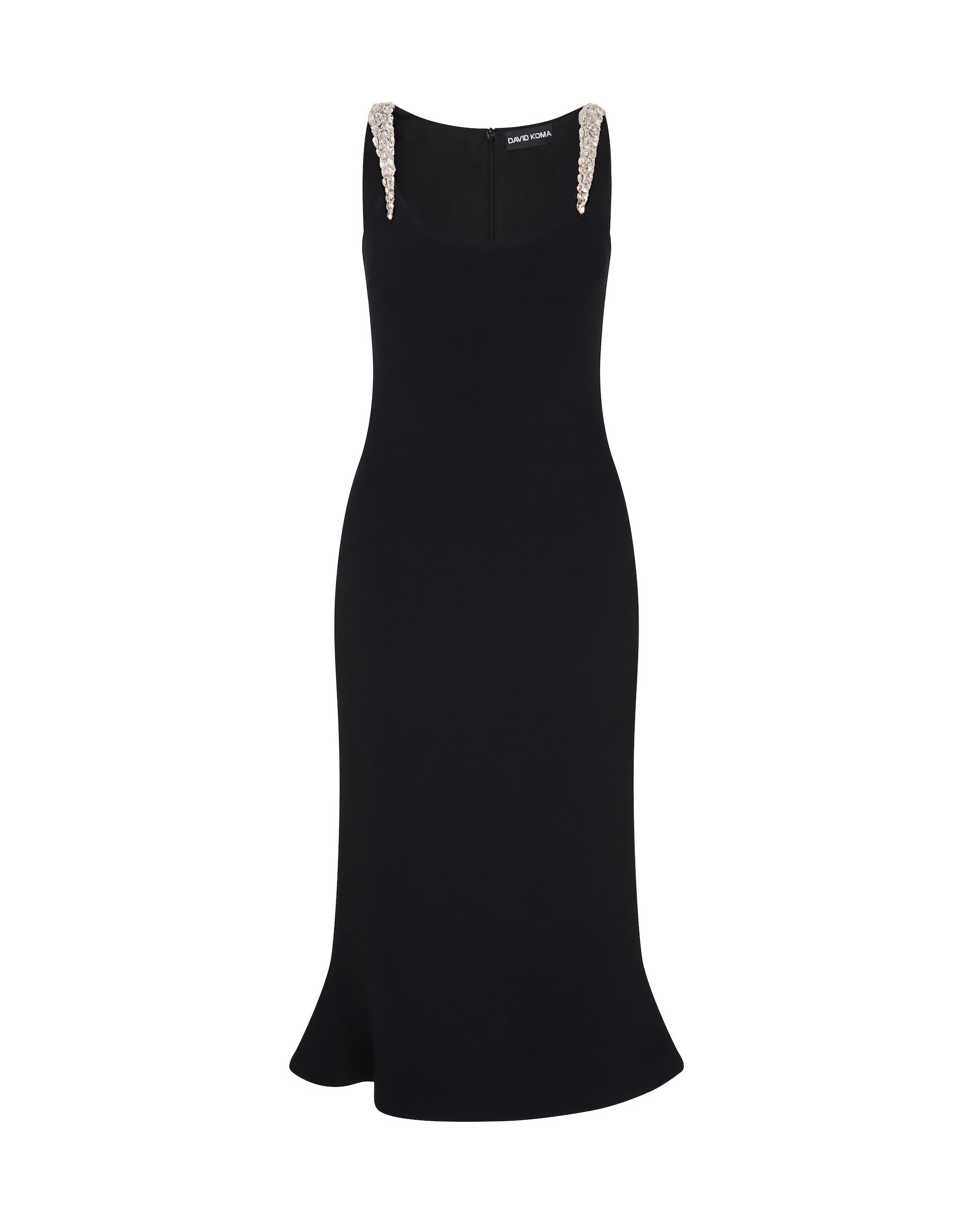 David Koma Crystal Claw Straps Midi Dress In Black