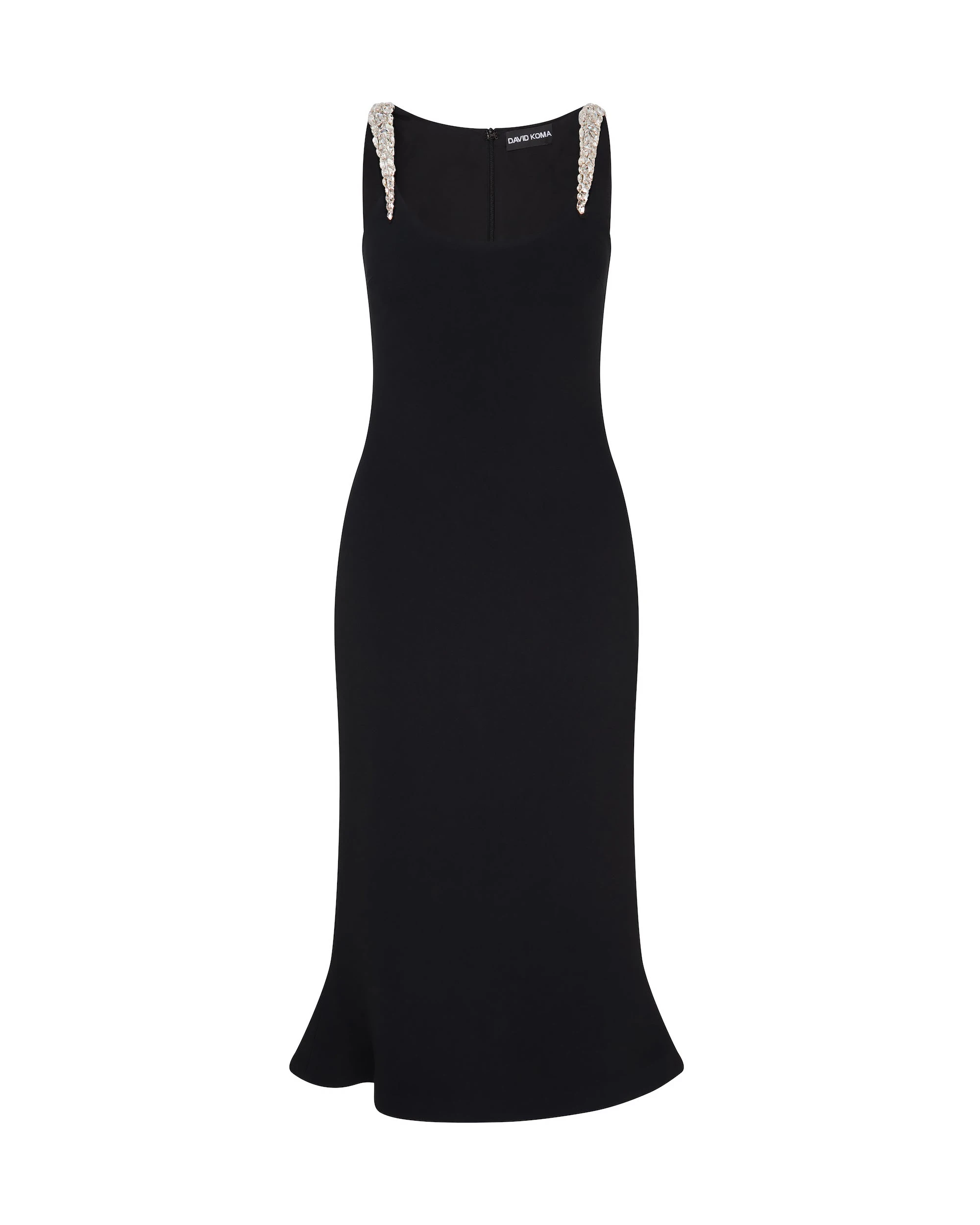 David Koma Crystal Claw Straps Midi Dress In Black David Koma Crystal Claw Straps Midi Dress In Black
