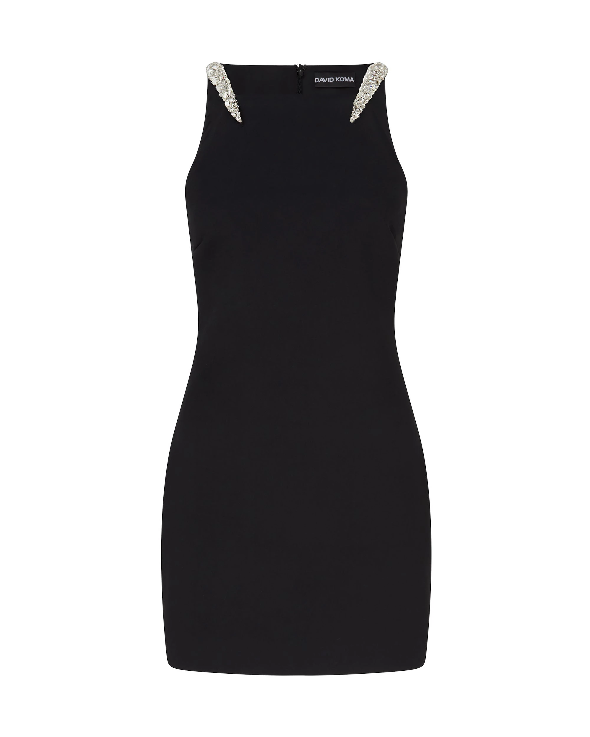 David Koma Crystal Claws And Square Neckline Mini Dress In Black David Koma Crystal Claws And Square Neckline Mini Dress In Black