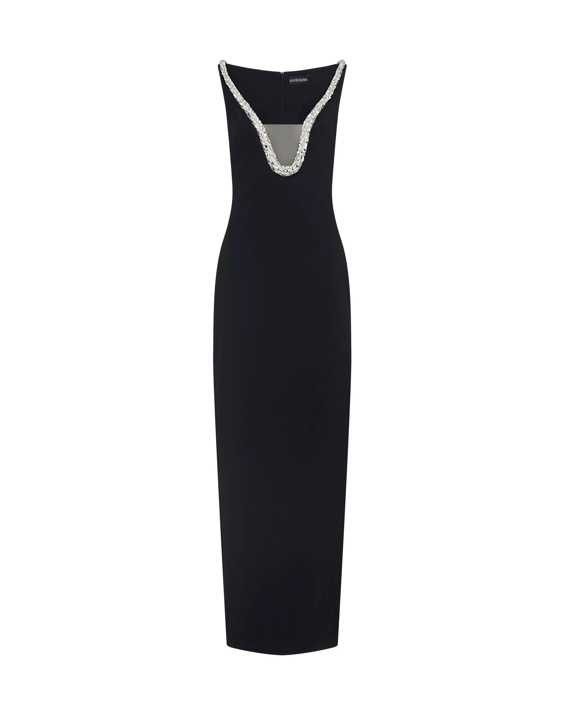 David Koma Crystal Embroidered Neckline Gown David Koma Crystal Embroidered Neckline Gown