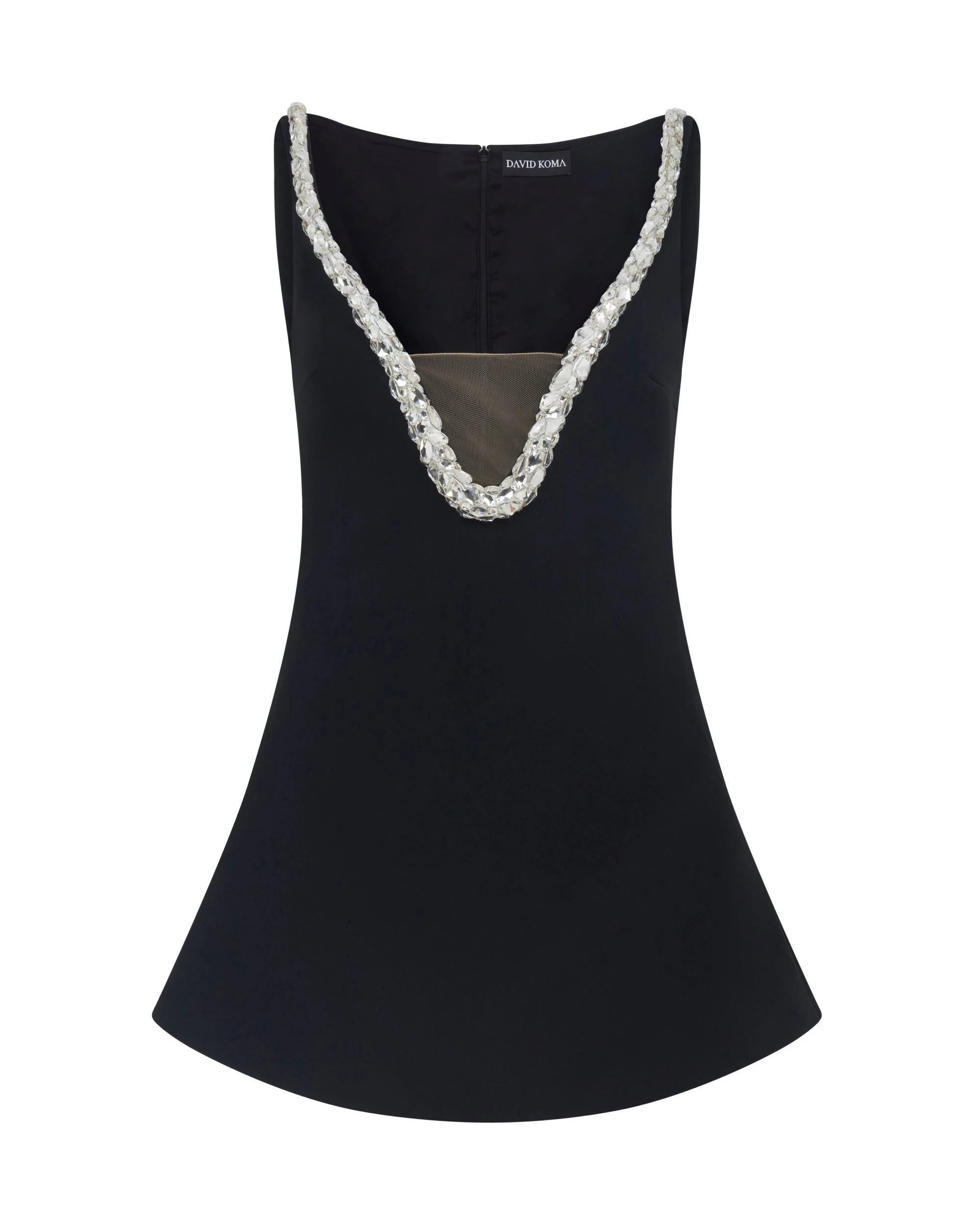 David Koma Crystal Embroidered Neckline Mini Dress David Koma Crystal Embroidered Neckline Mini Dress