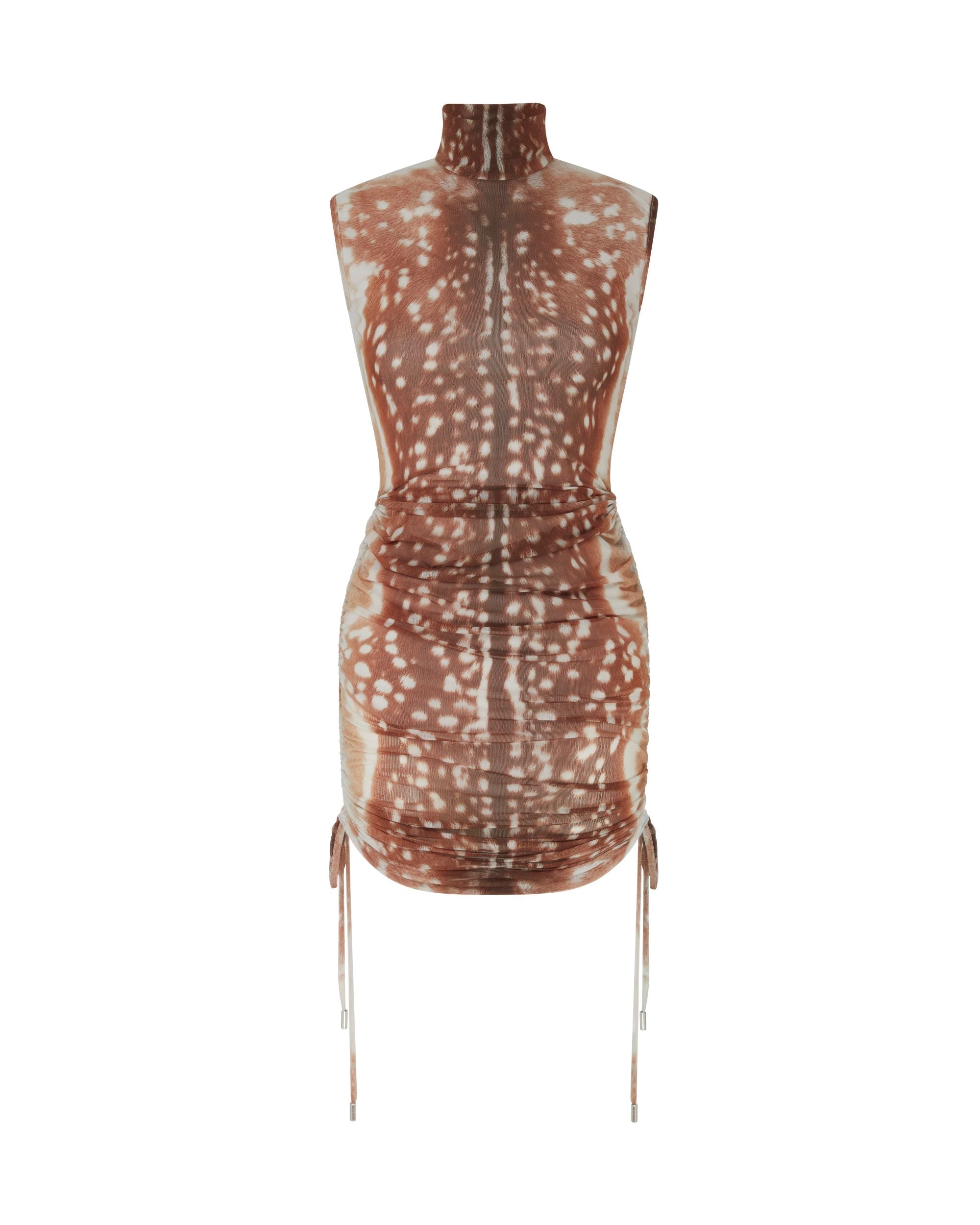 David Koma Deer Hide Print Rushed Mini Dress