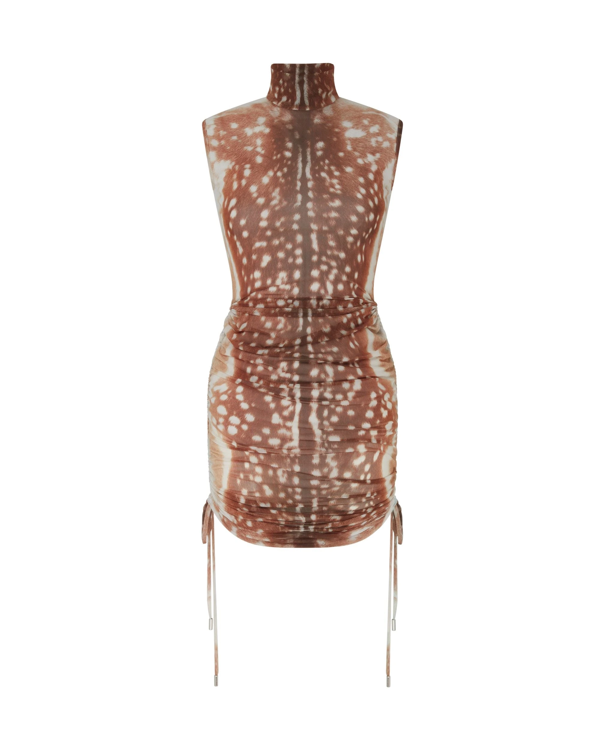 David Koma Deer Hide Print Rushed Mini Dress David Koma Deer Hide Print Rushed Mini Dress