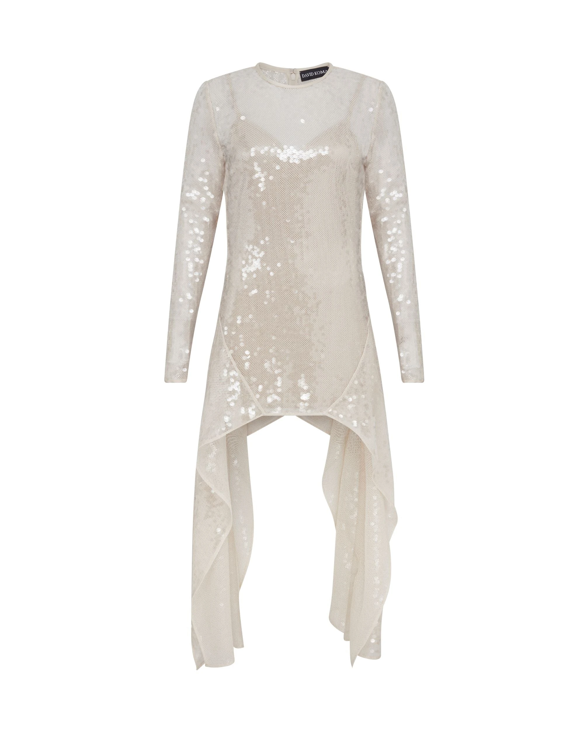 David Koma Long Sleeve Asymmetric Hem Sequin Dress David Koma Long Sleeve Asymmetric Hem Sequin Dress