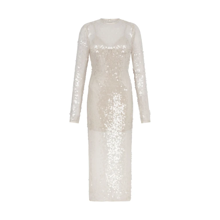 David Koma Long Sleeved Sequin Midi Dress