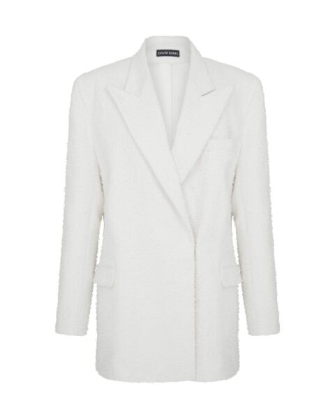 David Koma Oversized Tailored Boucle Denim Jacket