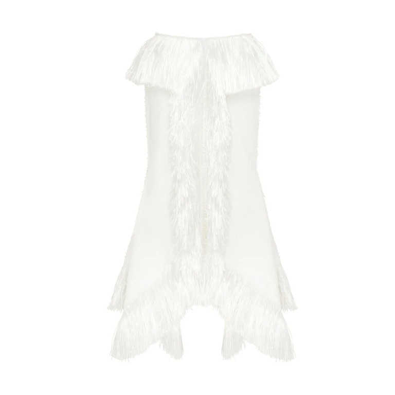 David Koma Raffia Fringe Trim And Boucle Midi Skirt