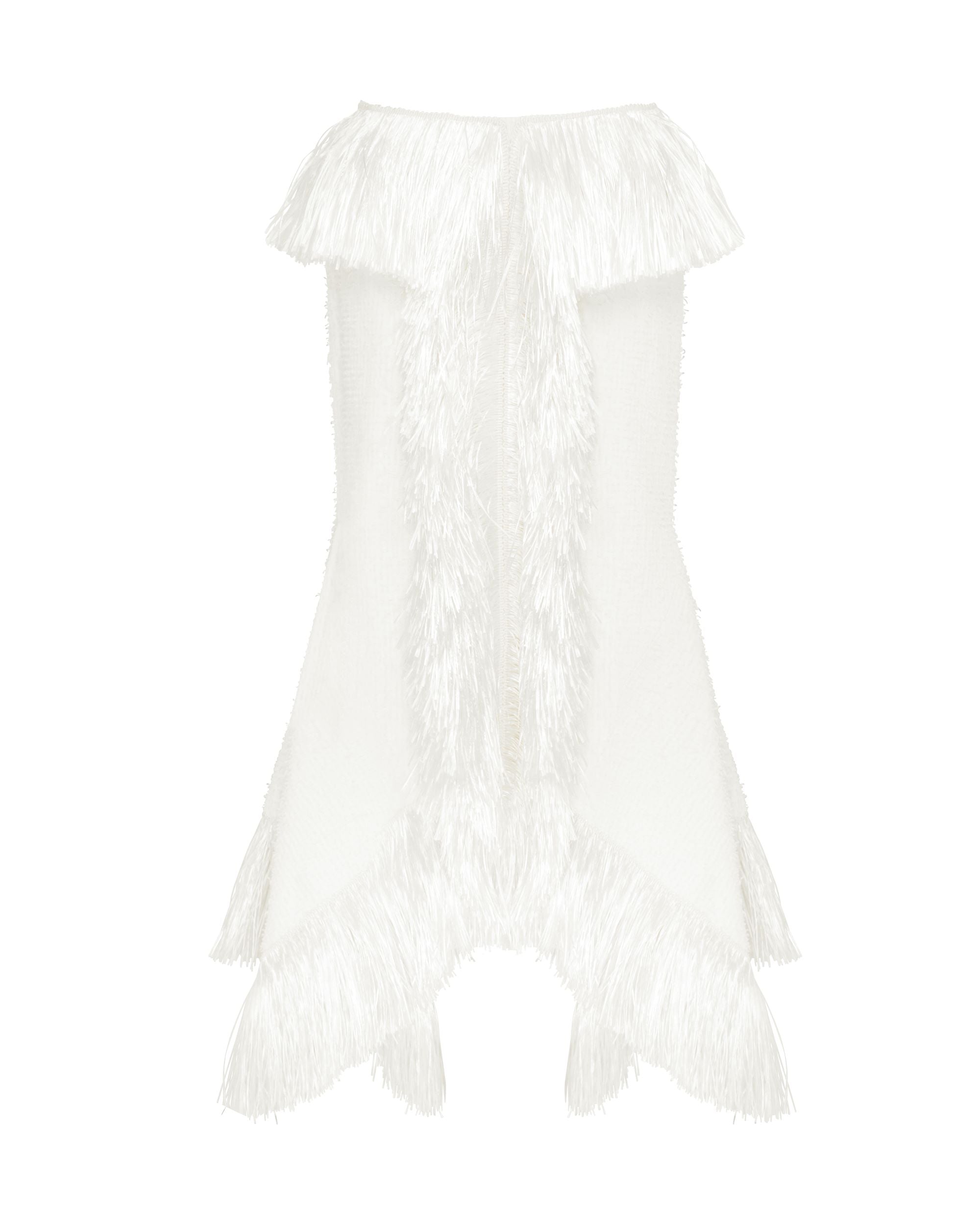 David Koma Raffia Fringe Trim And Boucle Midi Skirt