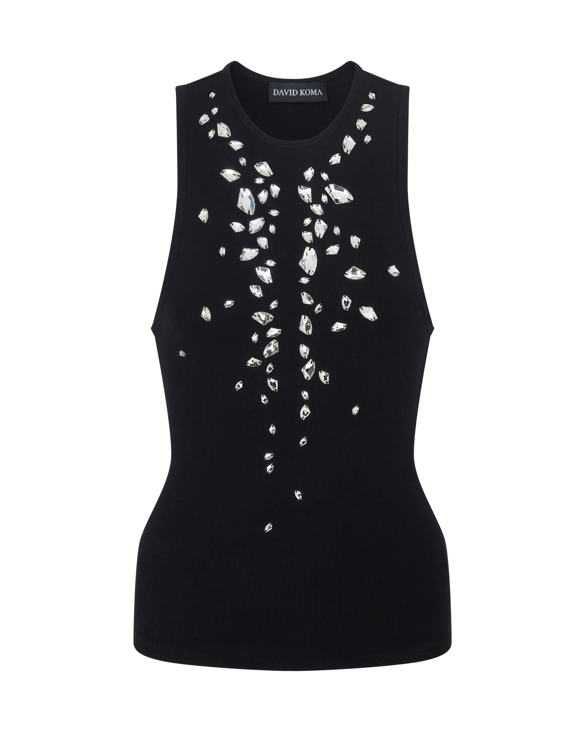 David Koma Speckled Crystal Embroidery Jersey Top David Koma Speckled Crystal Embroidery Jersey Top