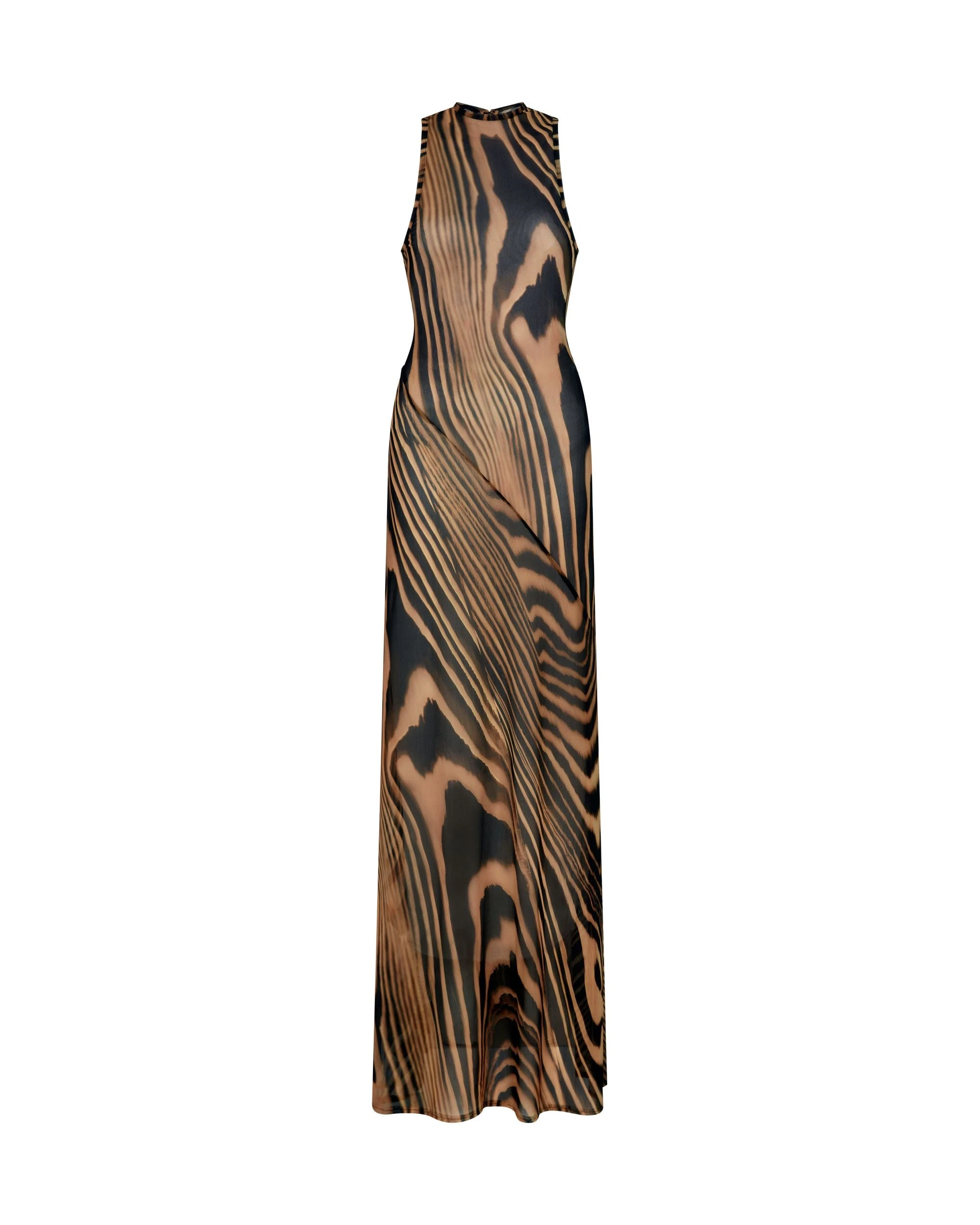 David Koma Zebra Printed Maxi Mesh Dress David Koma Zebra Printed Maxi Mesh Dress