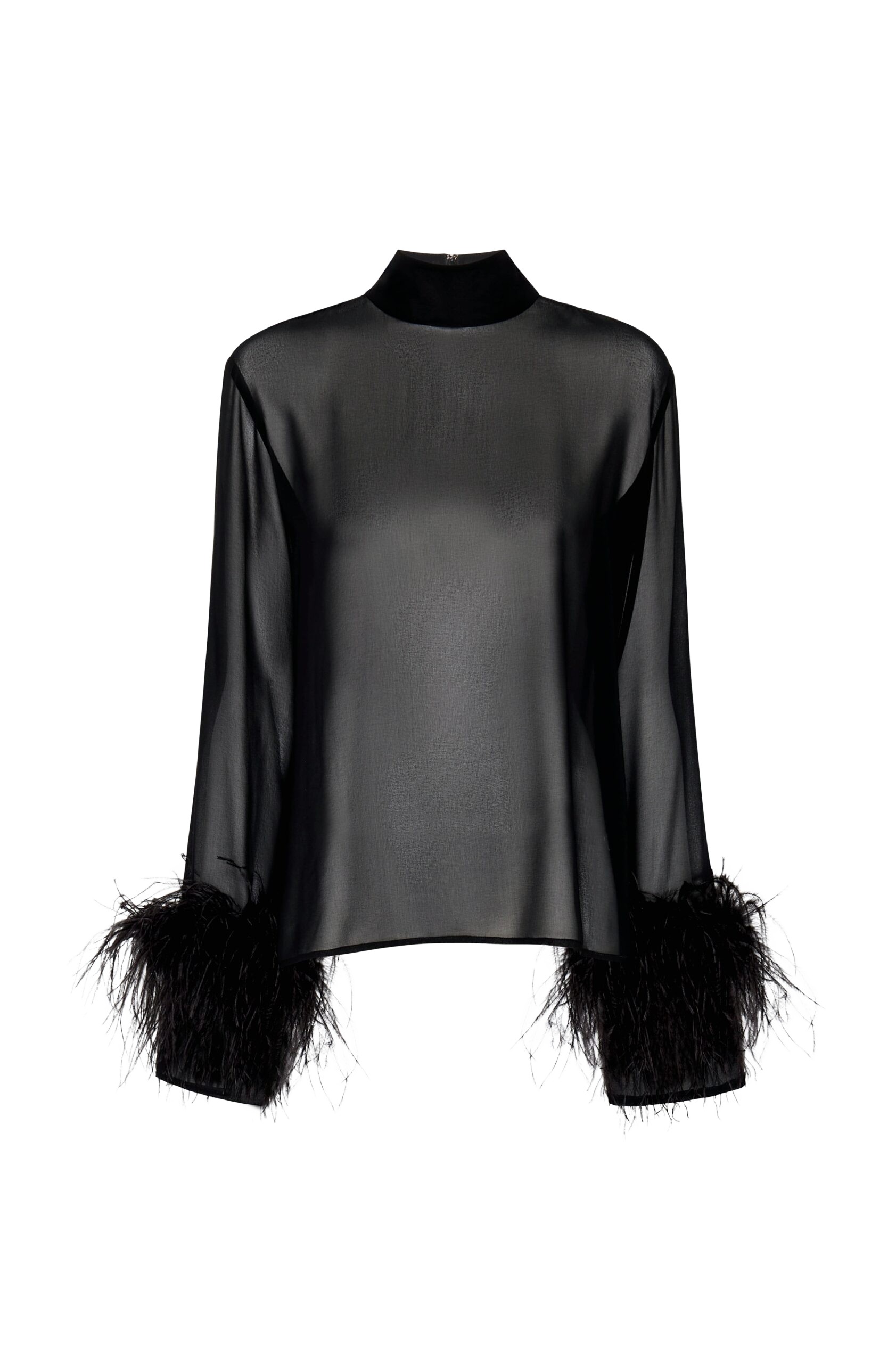 LaPointe Georgette Top With Feathers