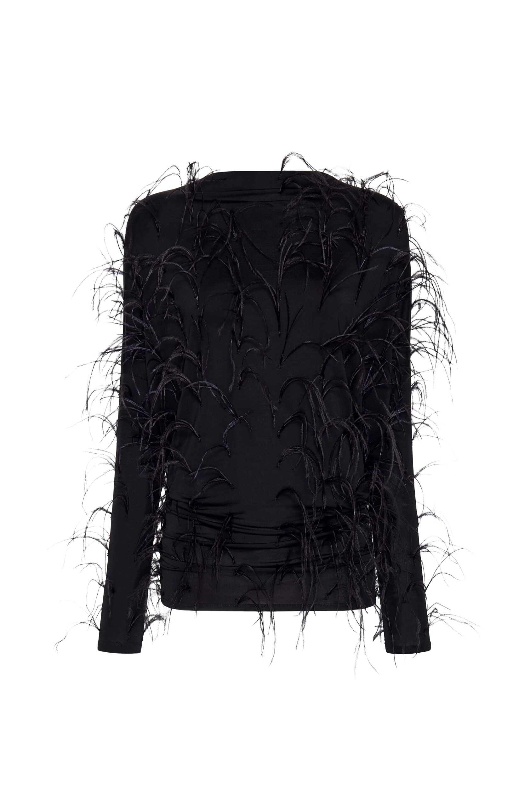 LaPointe Jersey Blouson Top With Feathers