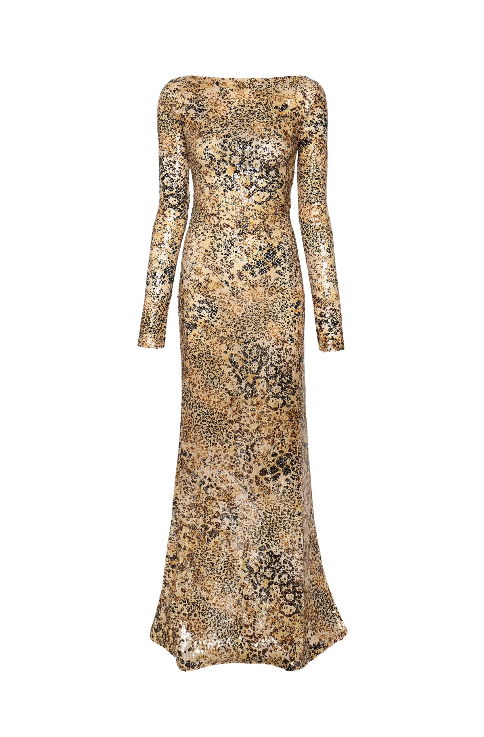 LaPointe Leopard Sequin Boatneck Gown