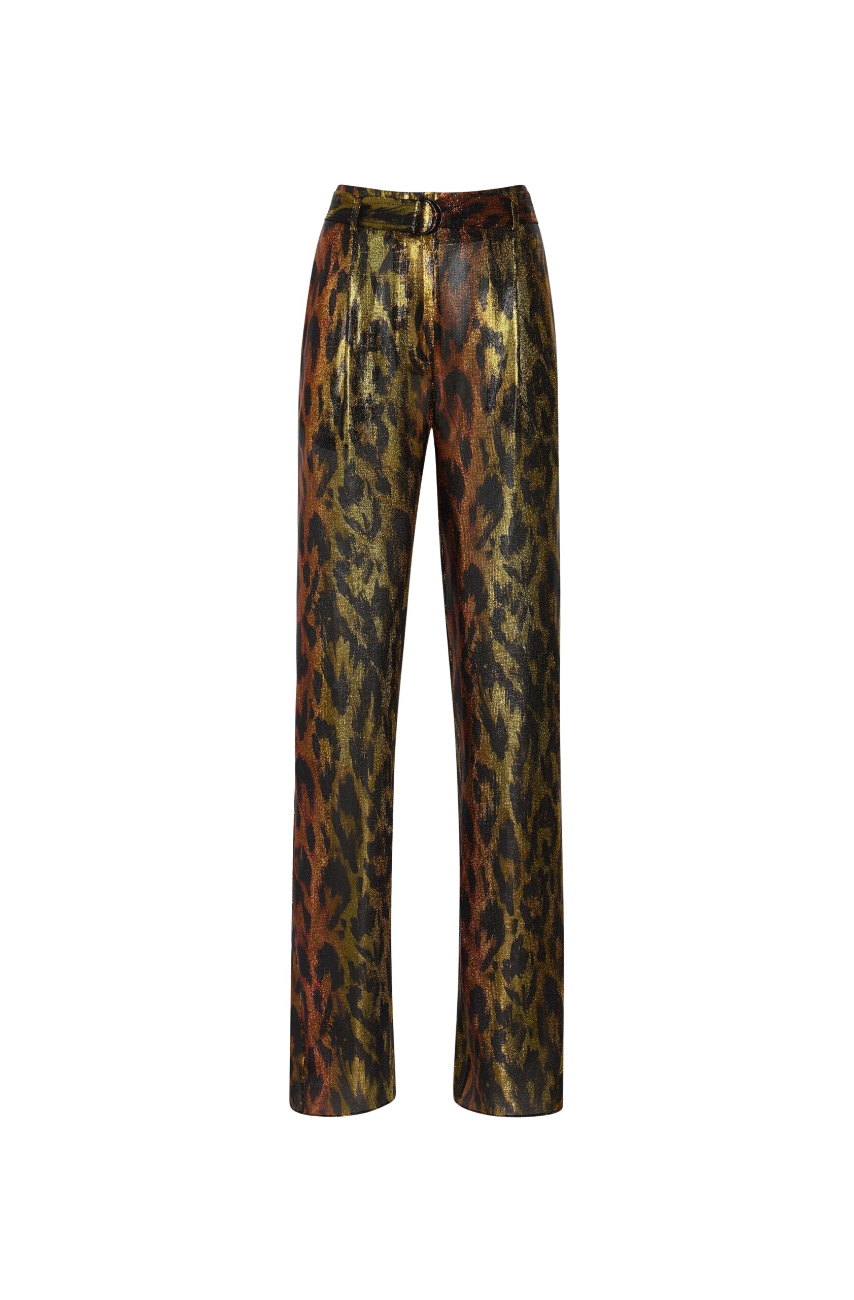 LaPointe Lurex Leopard Belted Pant