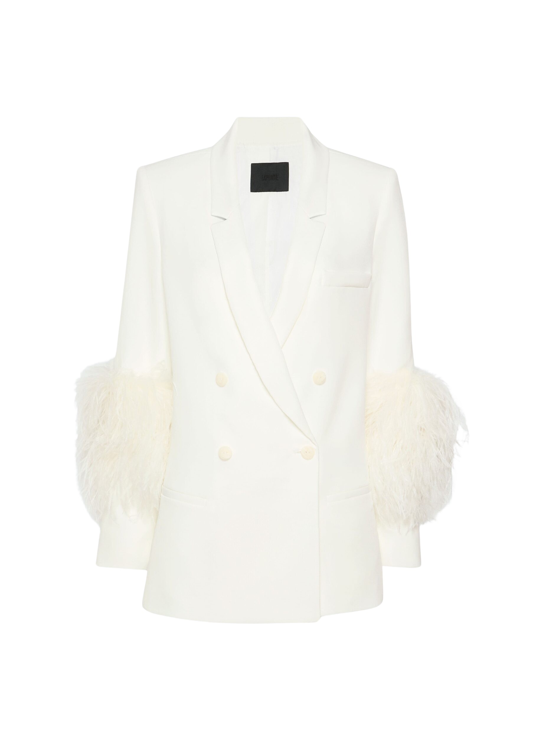 LaPointe Matte Crepe Blazer With Feathers