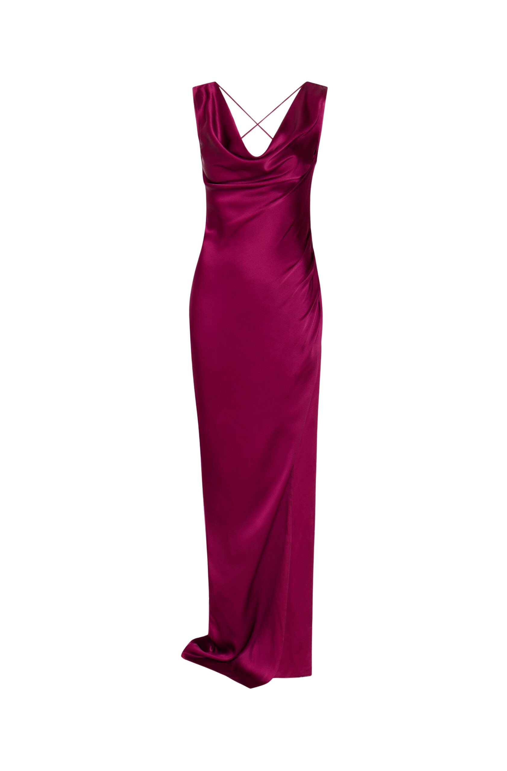 LaPointe Satin Cowl Neck Gown