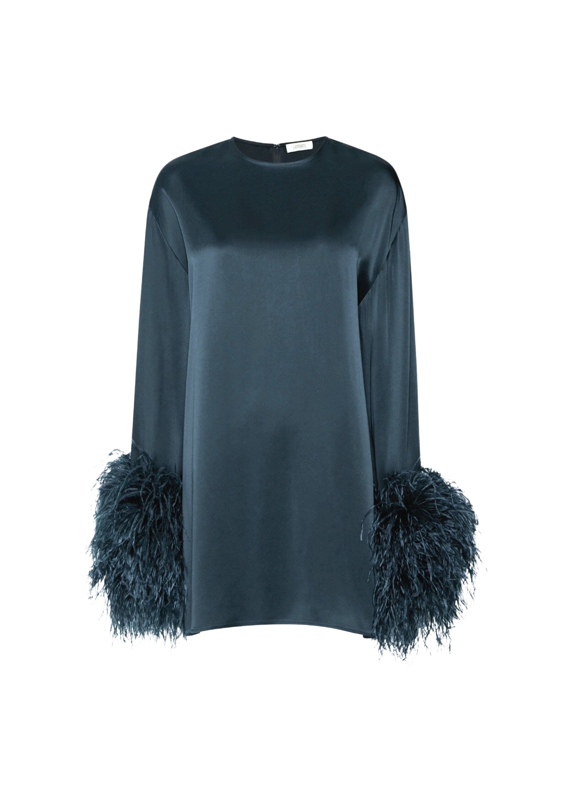 LaPointe Satin Dress With Feathers