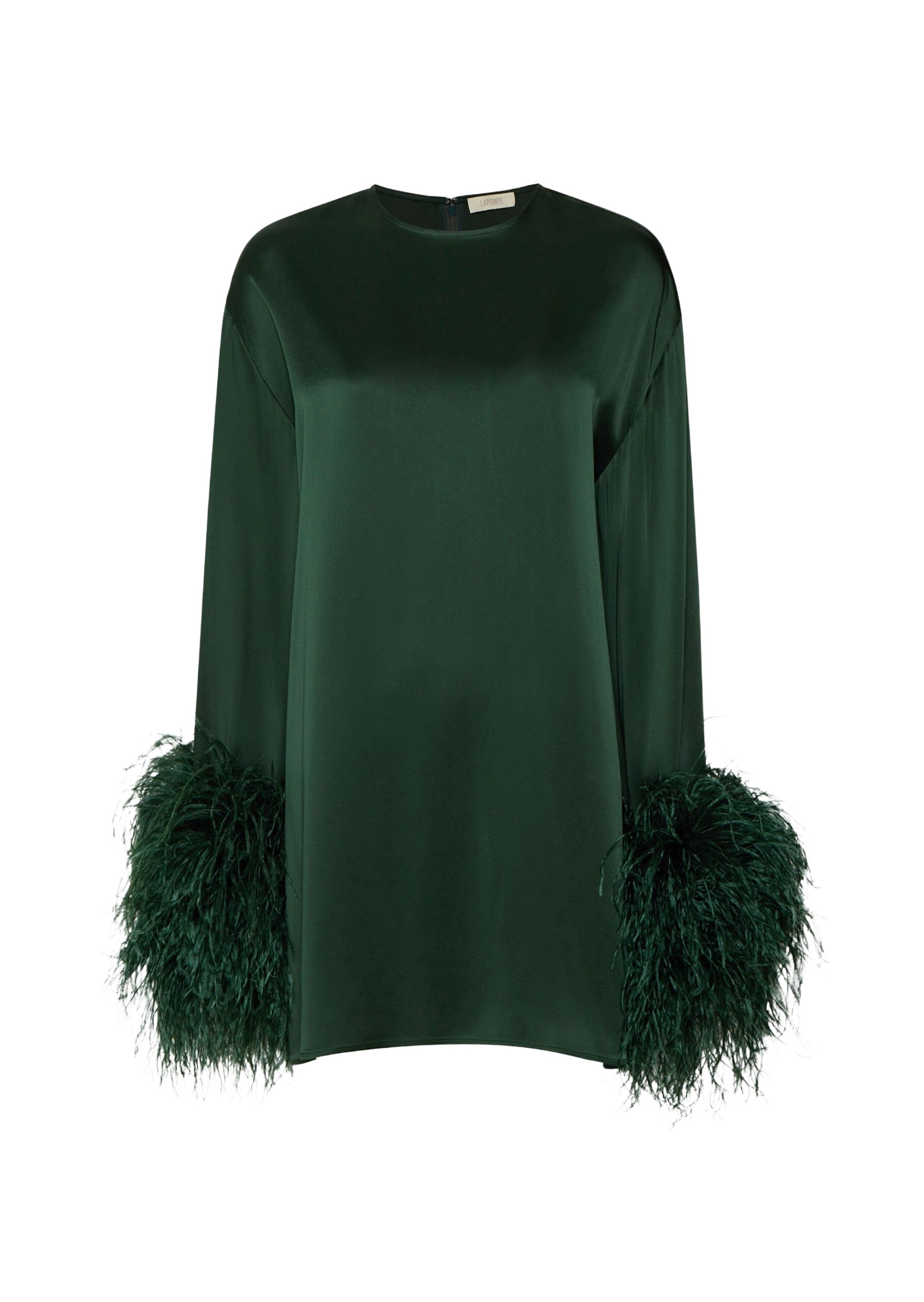 LaPointe Satin Dress With Feathers