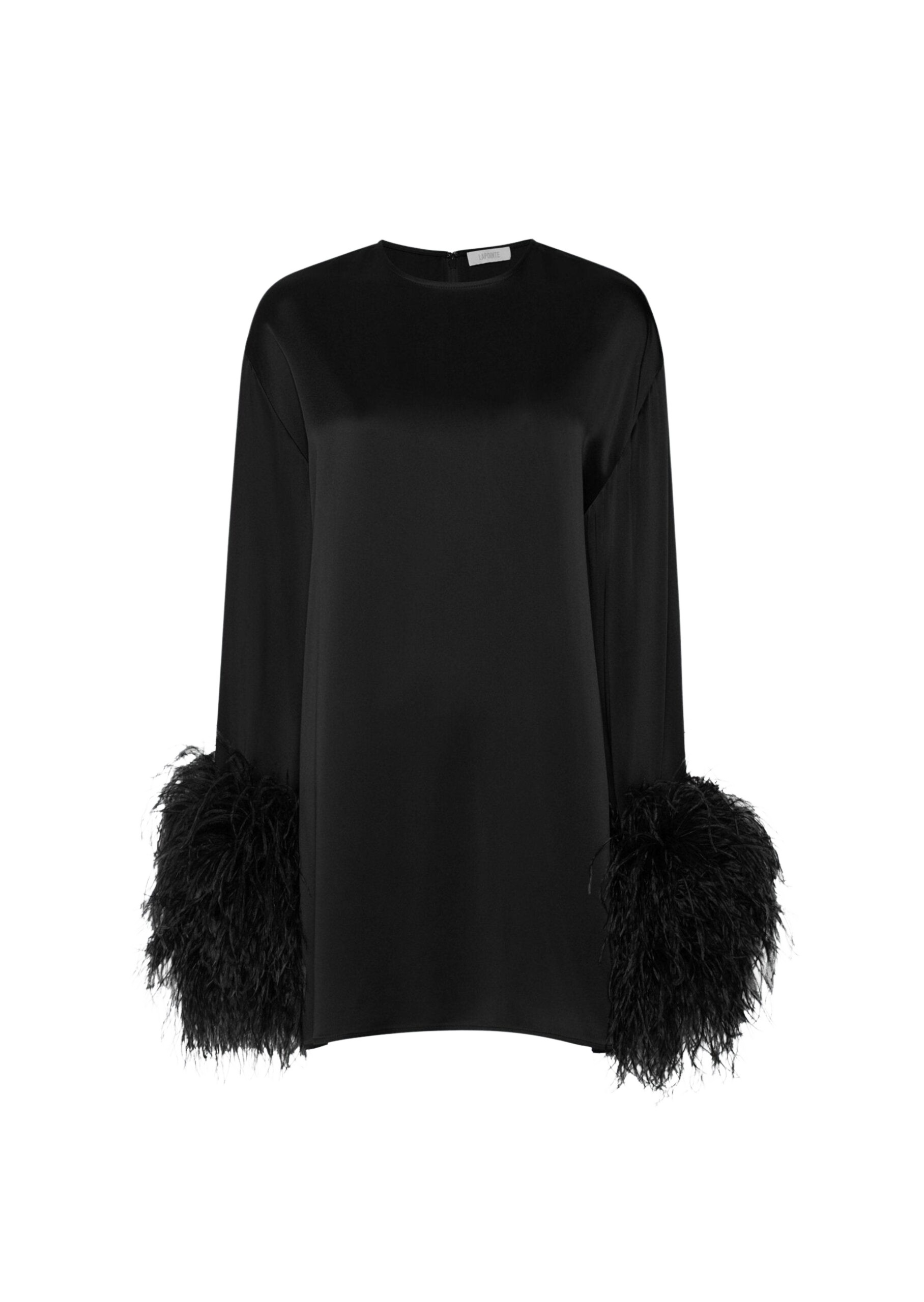 LaPointe Satin Dress With Feathers