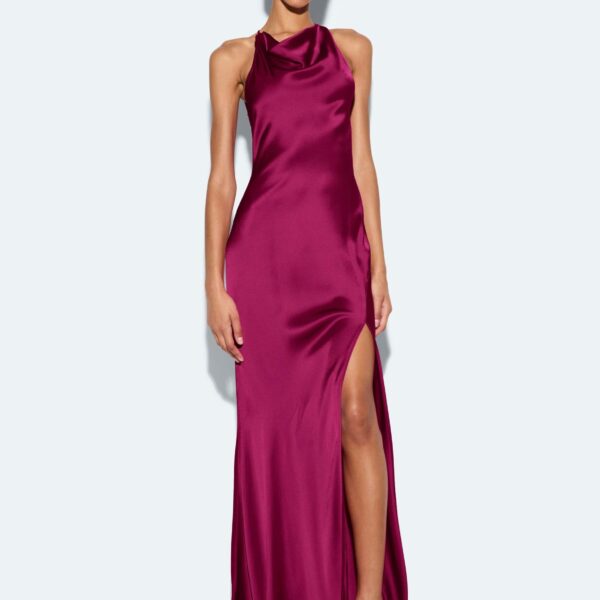 LaPointe Satin Halter Gown, view 4