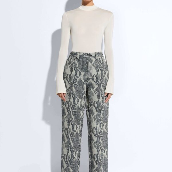 LaPointe Snake Denim Straight Leg Pant, view 3