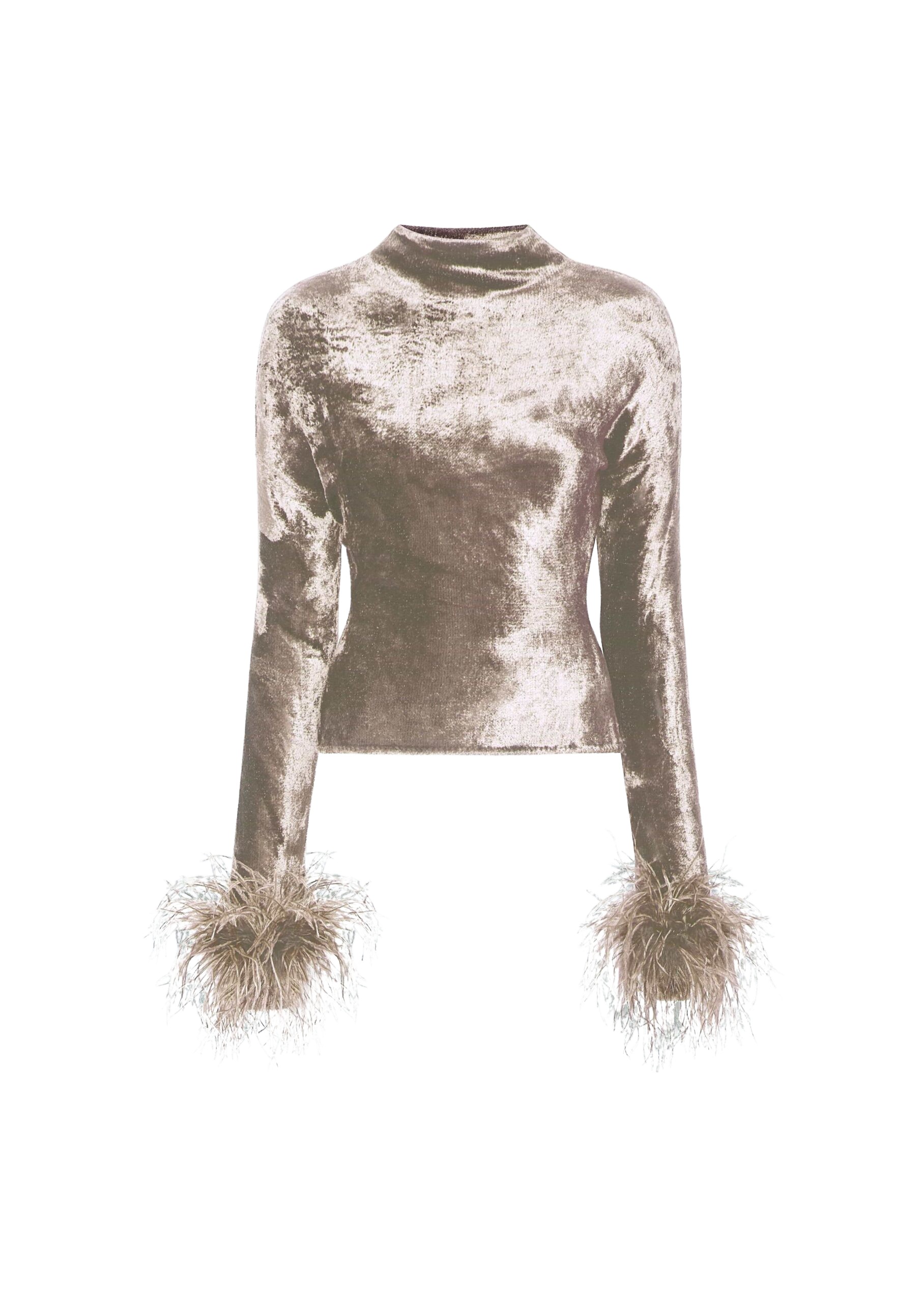 LaPointe Velvet Dolman Top With Feathers