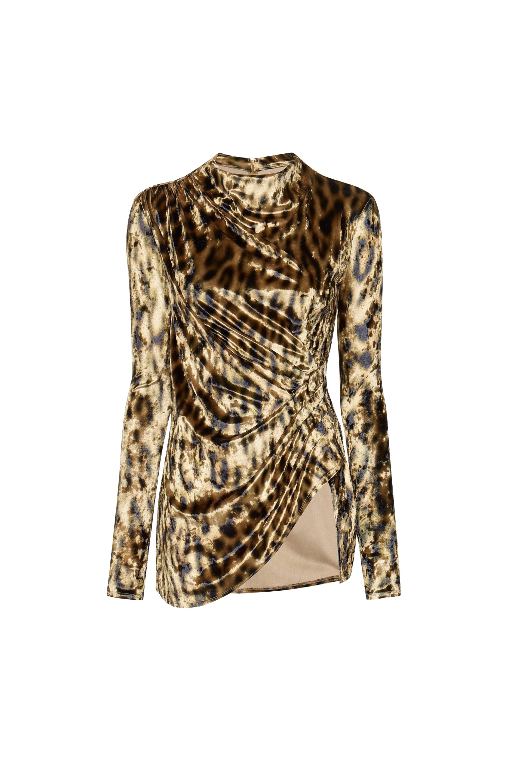 LaPointe Velvet Leopard Draped Top