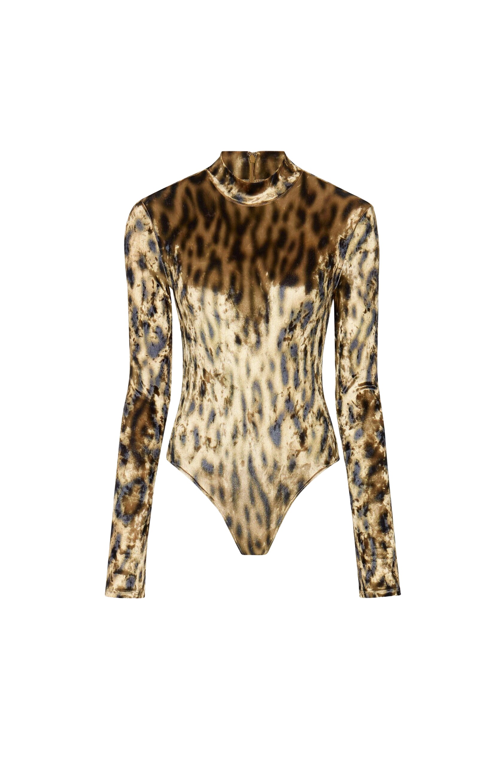 LaPointe Velvet Leopard Mock Neck Bodysuit