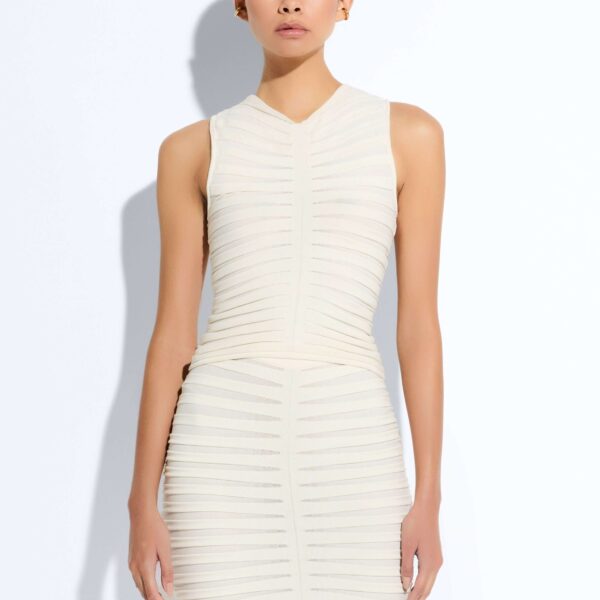 LaPointe Viscose Wide Ribbed Tank Top, view 6