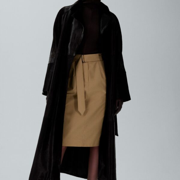 Magda Butrym Belted leather wrap coat in brown