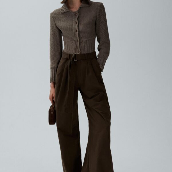 Magda Butrym Belted relaxed cotton trousers in brown