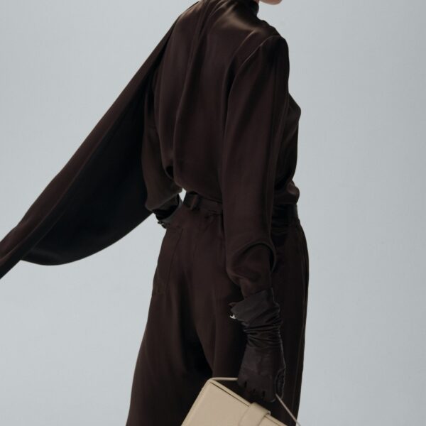 Magda Butrym Cape effect silk blouse in brown