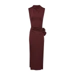 Magda-Butrym-Draped-high-neck-midi-dress-in-burgundy-scaled19577_nobg Magda Butrym Red Dresses luxury Clothing from Luxury Handbags Marketplace