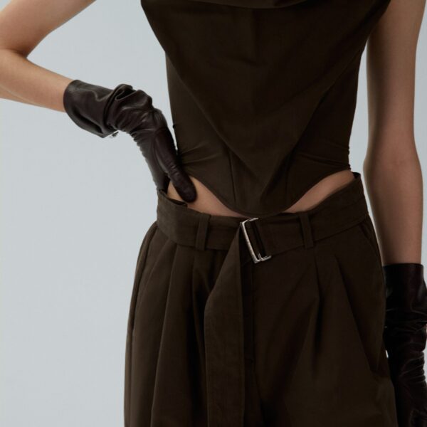 Magda Butrym Draped strapless corset top in brown
