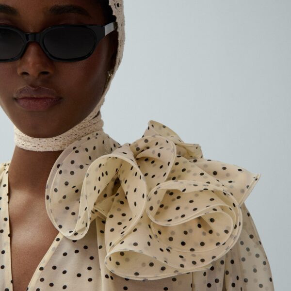 Magda Butrym Flower blouse in cream polka dots