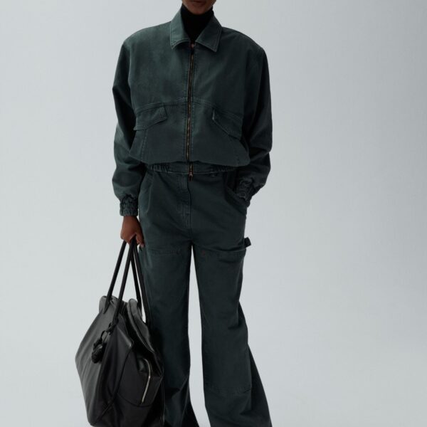 Magda Butrym Oversized denim bomber in green