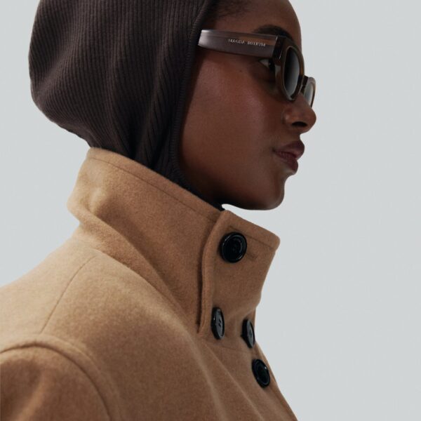 Magda Butrym Oversized high collar cashmere coat in caramel