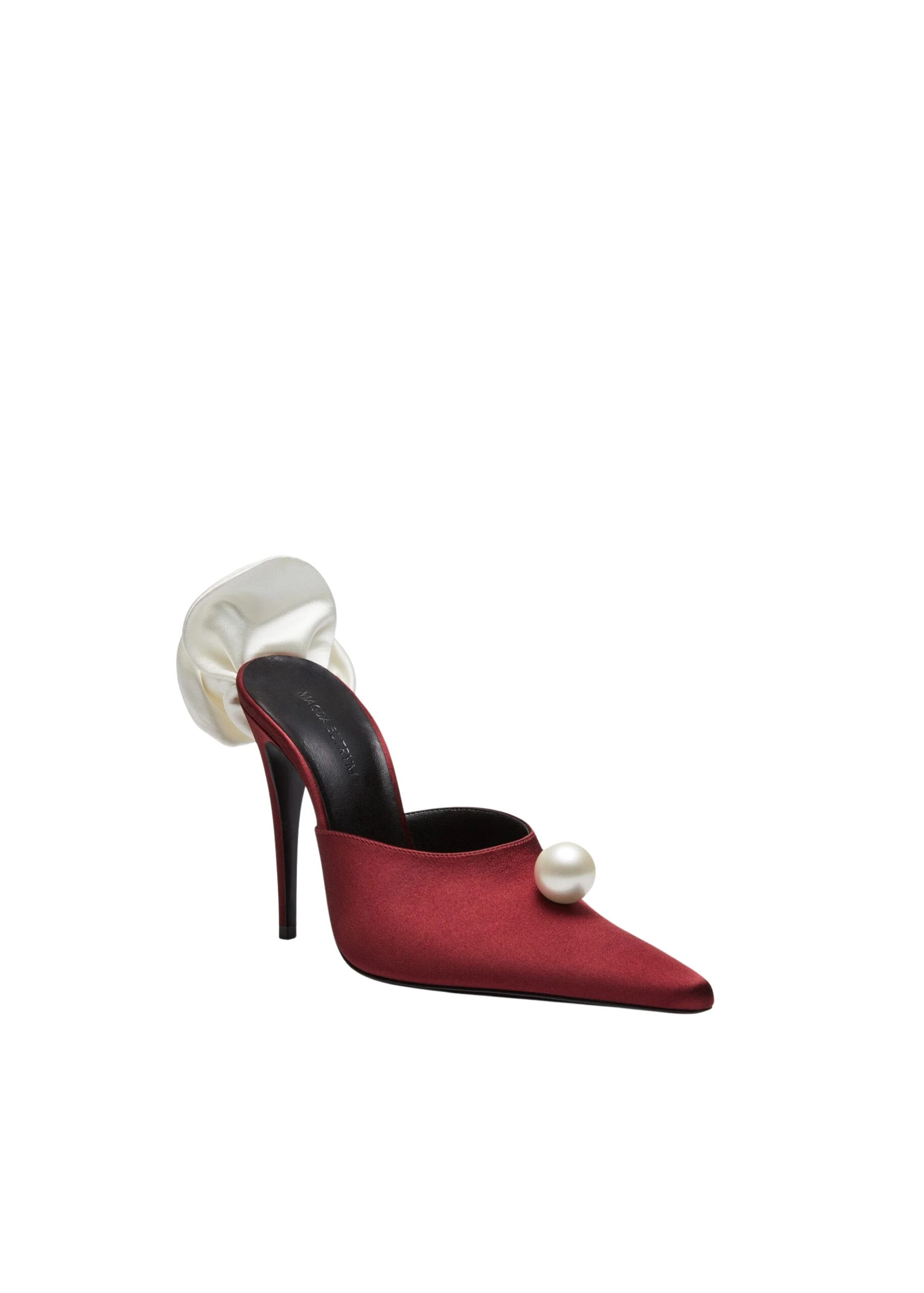 Magda-Butrym-Pointed-flower-mules-in-burgundy-satin-scaled71338_nobg Magda Butrym Red Mules luxury Mules from Luxury Handbags Marketplace