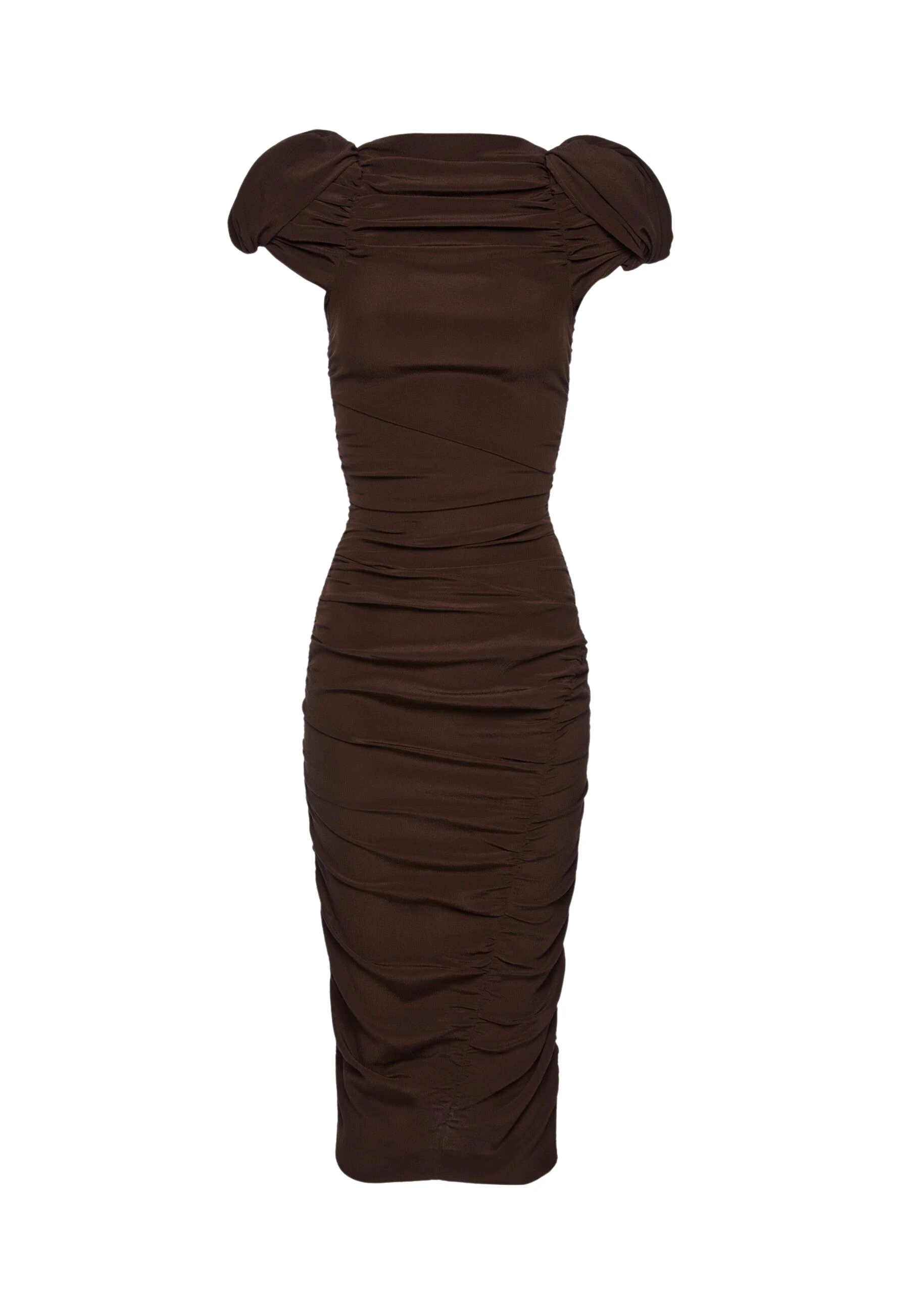Magda-Butrym-Puff-sleeve-midi-dress-in-brown-scaled35296_nobg Magda Butrym Brown Dresses luxury Clothing from Luxury Handbags Marketplace