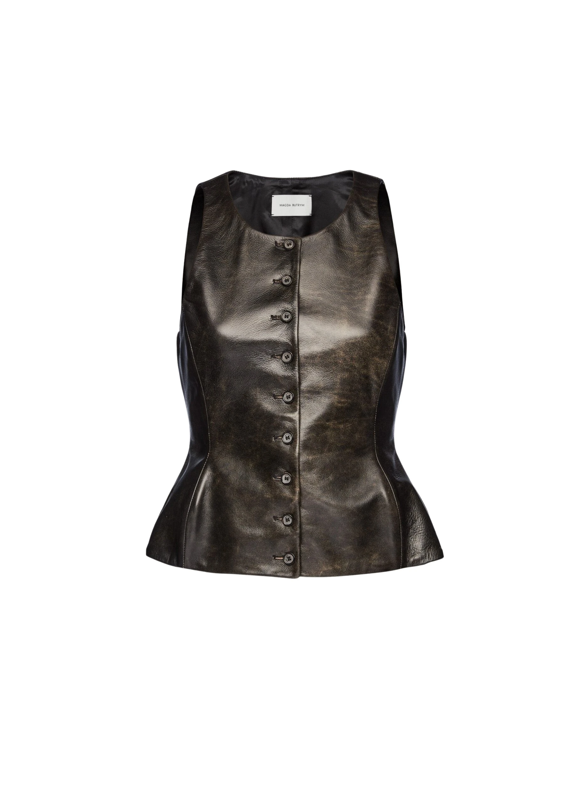 Magda-Butrym-Round-neck-leather-waistcoat-in-black-vintage-scaled51576_nobg Magda Butrym Black Coats luxury Clothing from Luxury Handbags Marketplace