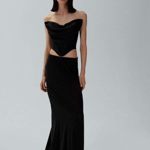 Magda Butrym Stretch silk maxi skirt in black