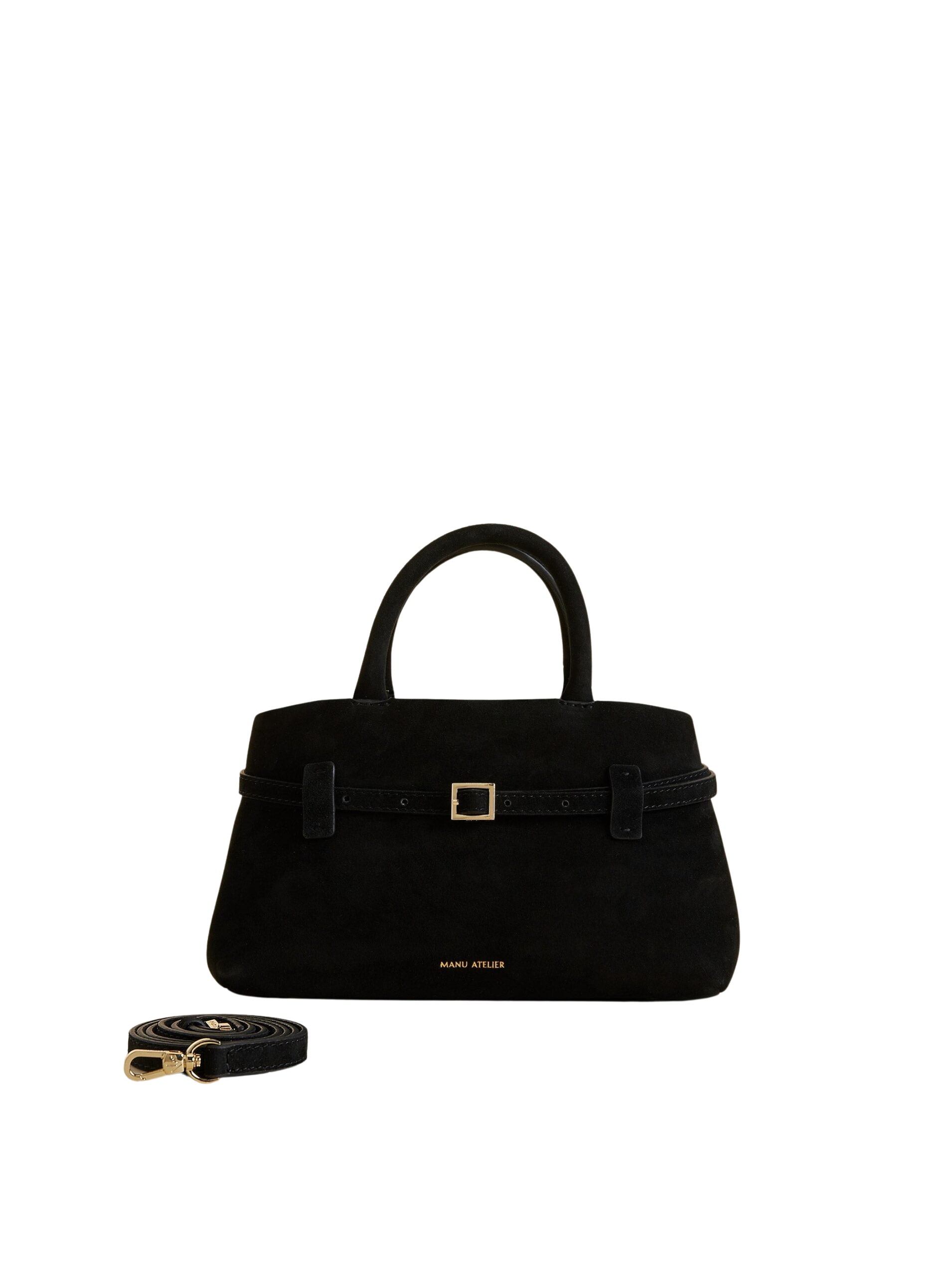 Manu Atelier Le Cambon 25 Black Suede luxury Bags from  Luxury Handbags Marketplace