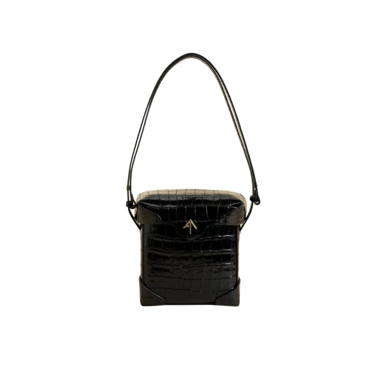 Manu Atelier Mini Pristine Black Croc luxury Bags from  Luxury Handbags Marketplace