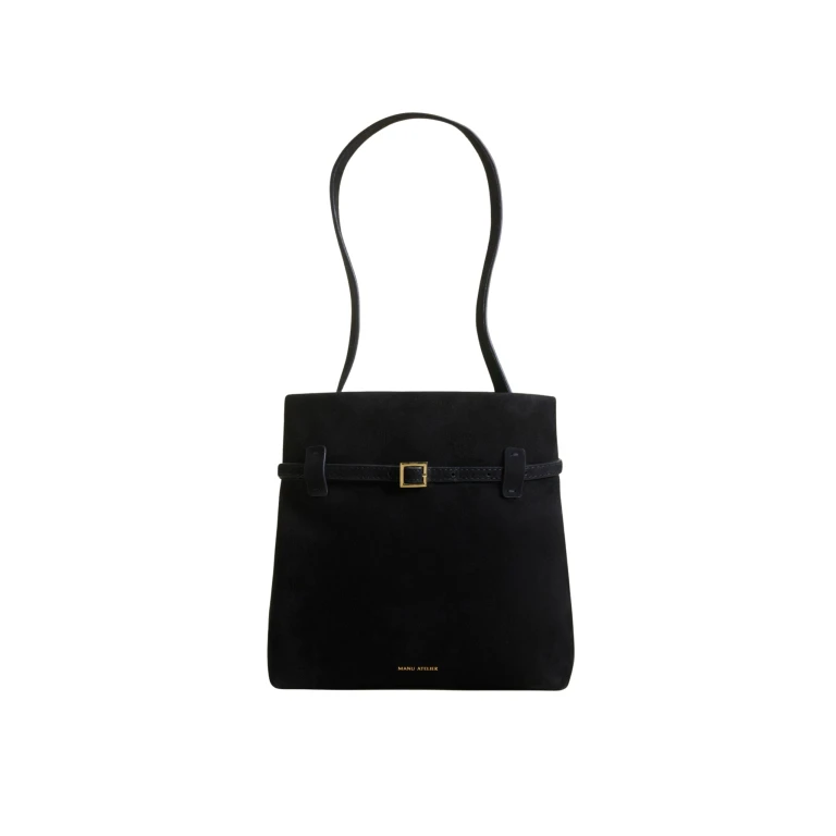 Manu Atelier Mini Tote du Jour Black Suede luxury Bags from  Luxury Handbags Marketplace