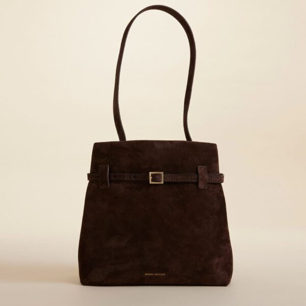 Manu Atelier Mini Tote du Jour Deep Brown Suede, view 3