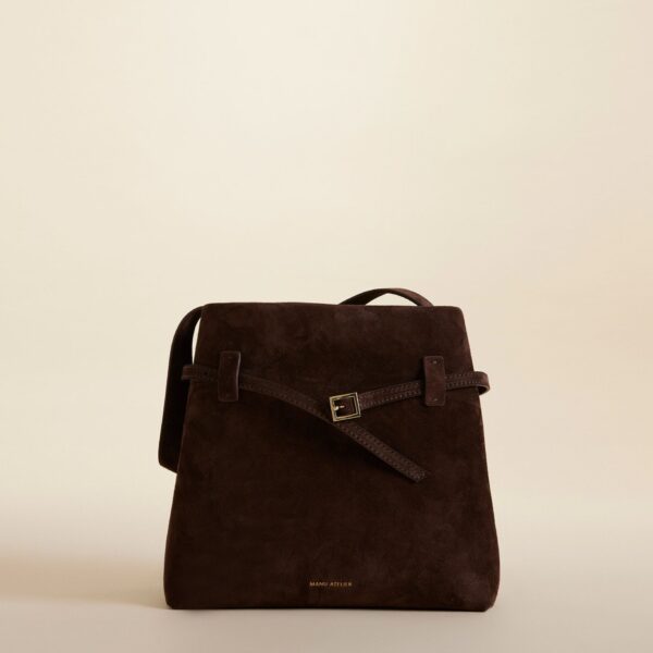 Manu Atelier Mini Tote du Jour Deep Brown Suede, view 4