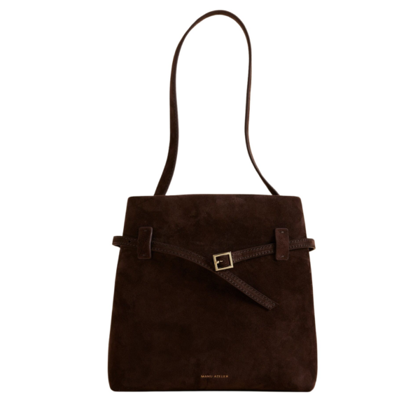 Manu Atelier Mini Tote du Jour Deep Brown Suede